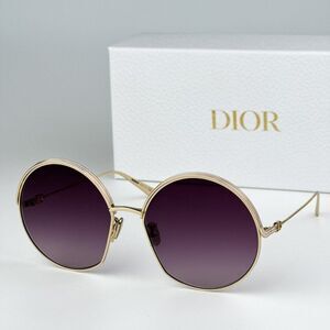 NEW Dior EVERDIOR R1U B0D1 Gold Gradient Bordeaux Unisex Metal Round Sunglasses